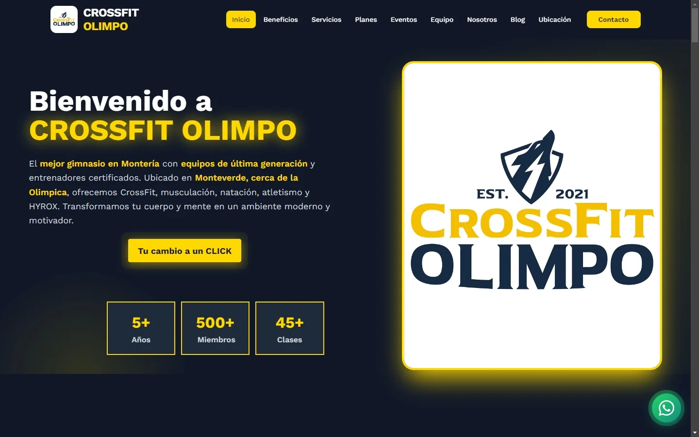 Captura de CrossFit Olimpo Box: Sitio web de alto rendimiento