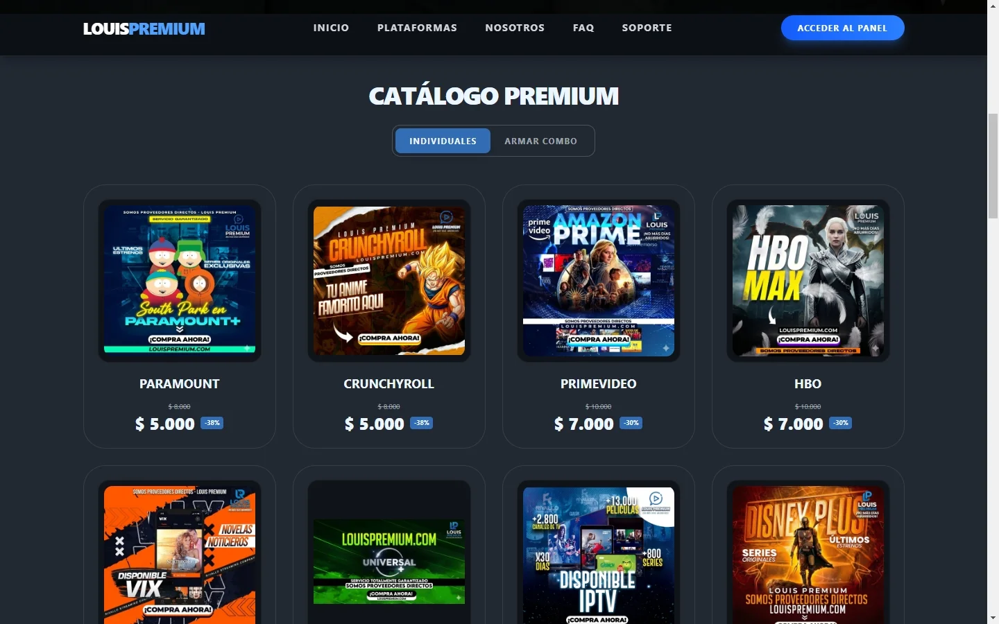 Captura de Louis Premium Web: E-commerce · Landing page